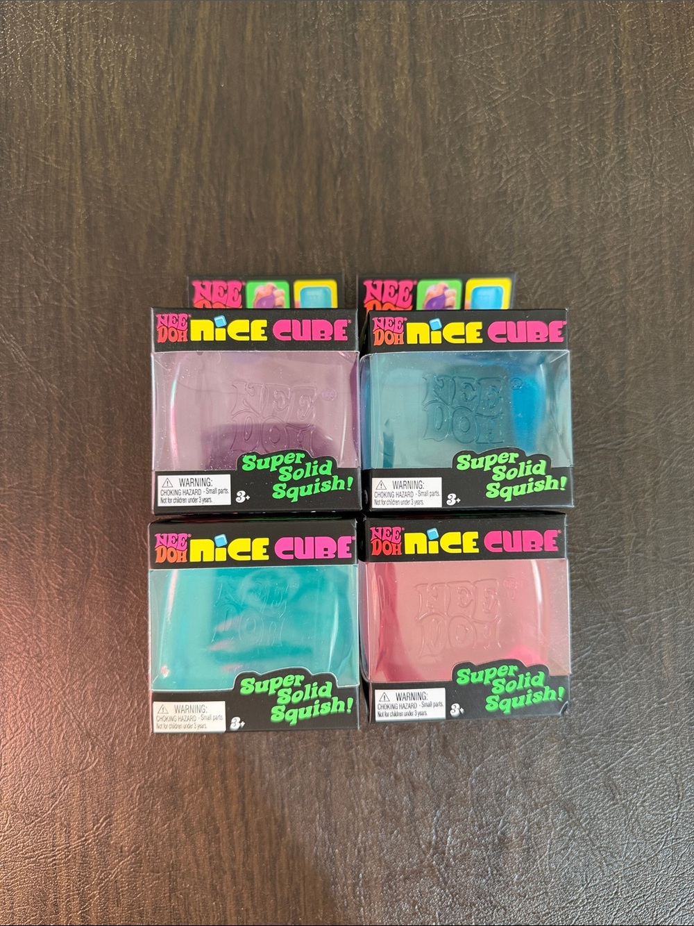 NeeDoh Rare Find Set 4 Nice Cube Set - Pink, Purple, Teal & Blue